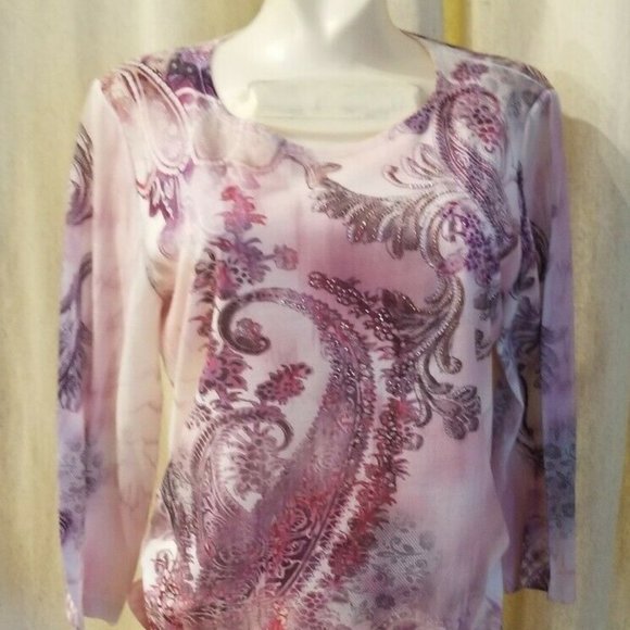 Chicos Womens Embellished Sequin Tunic Top Blouse - Picture 1 of 10